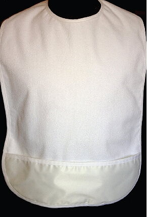 terry cloth adult bib with catch pocket