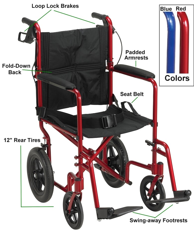 expedition aluminum transport chair with 12 inch Tires