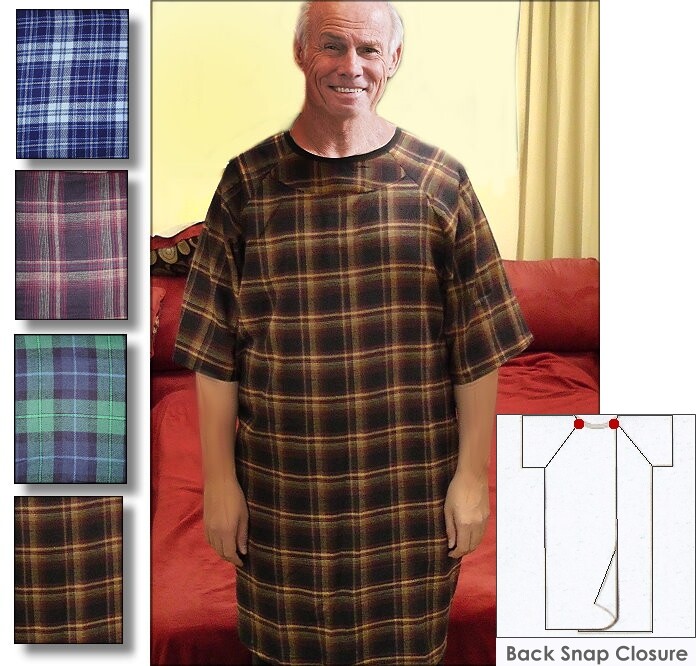 mens flannel warm hospital gown