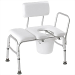 Deluxe Padded Transfer Bench with Commode Seat & Bucket