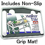 Tool Free Walker Tray with Non-Slip Grip Mat, GRAY