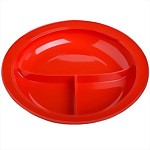 Partitioned Scoop Plate with Skid Resistant Base, 9" Red