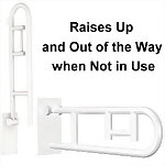 Deluxe Flip-Up Grab Bar with Toilet Paper Holder, White