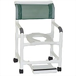PVC Shower Chair Commode with Footrest, 22" Wide Seat