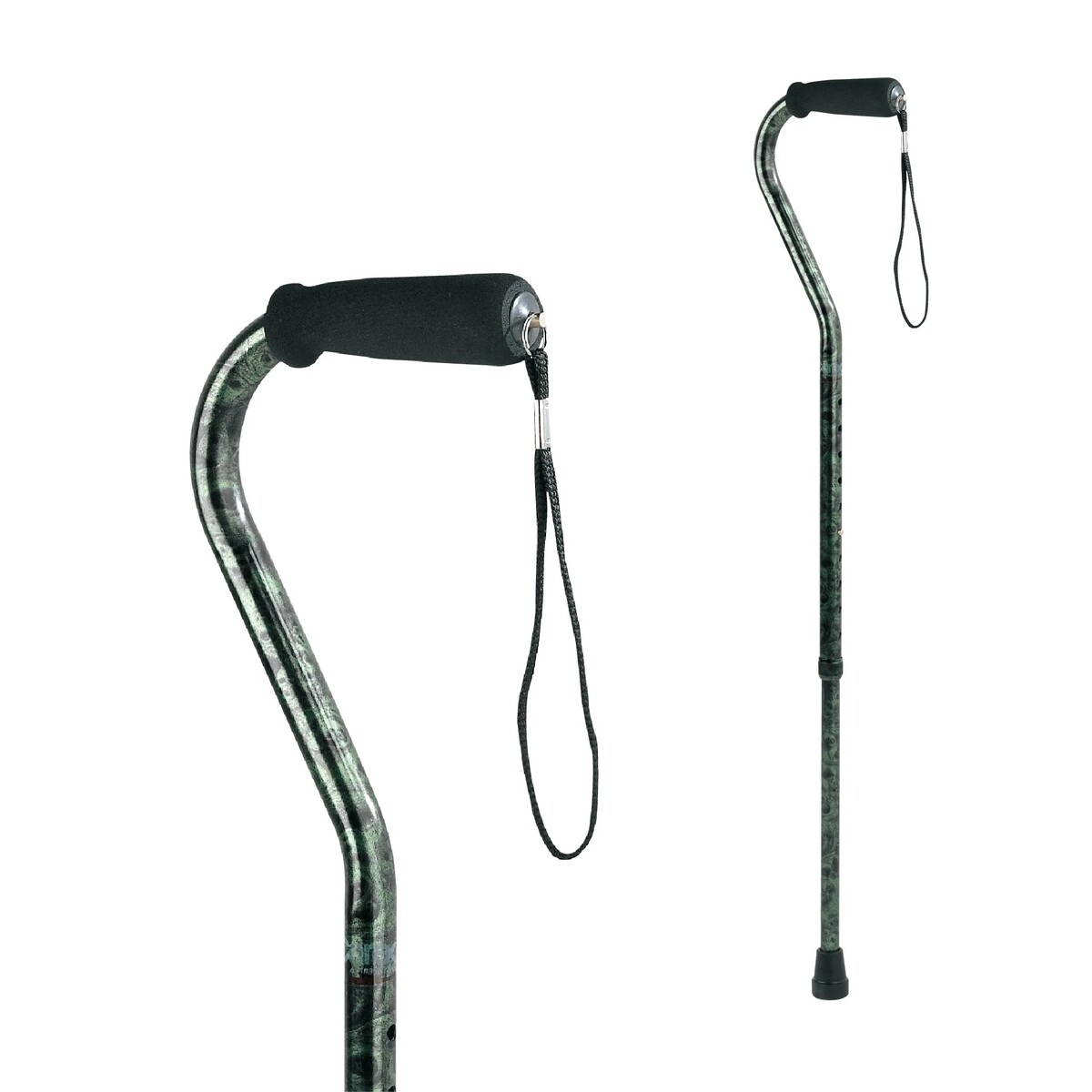 Aluminum Offset Cane in Green and Black Design