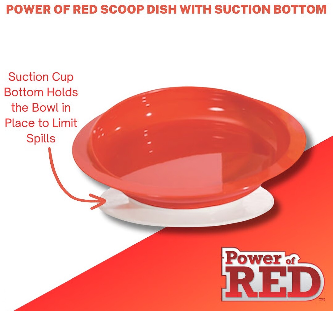Red Scoop Dish with Suction Cup Base