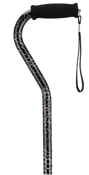 Leopard Print Adjustable Offset Handle Cane