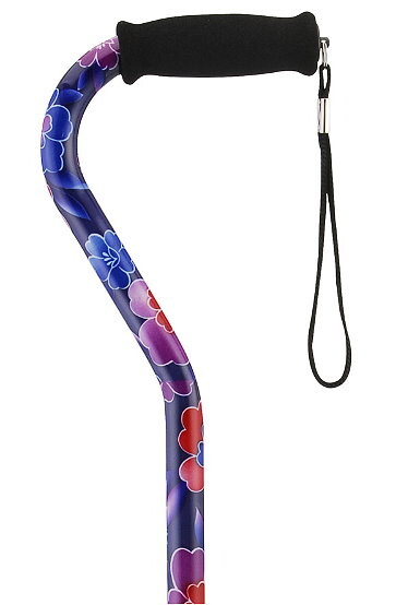 Maui Flowers Adjustable Offset Handle Cane