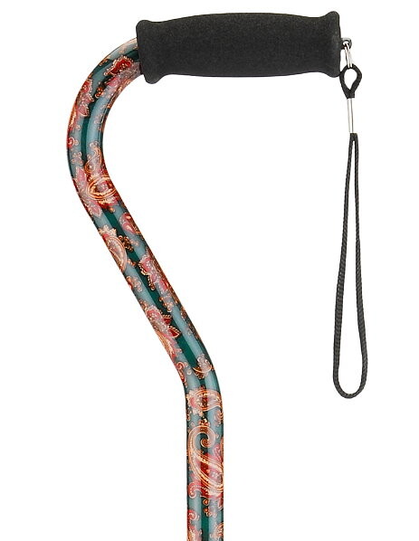 Paisley Green Adjustable Offset Handle Cane