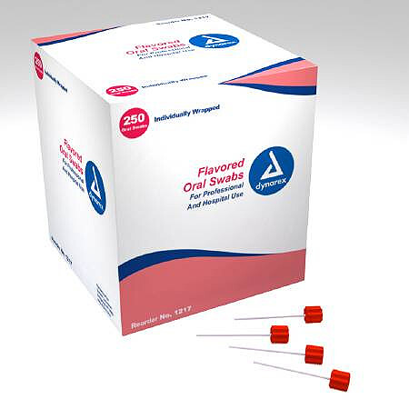 Dynarex Flavored Foam Oral Swabsticks w/Dentafice, 250/Box