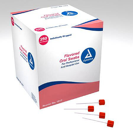 Dynarex Flavored Foam Oral Swabsticks w/Dentafice, 250/Box