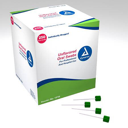 Dynarex Untreated Foam Oral Swabs, 250/Box