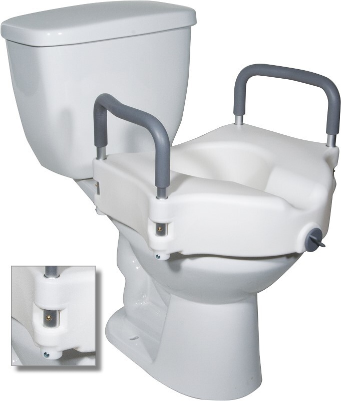 2 in 1 Locking Raised Toilet Seat with Tool-free Removable Arms