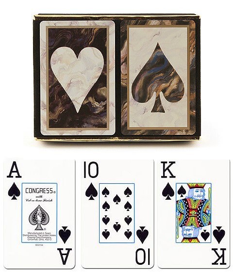 Congress Black Marble Jumbo Face Playing Cards
