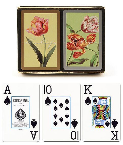 congress tulip floral playing cards with large print