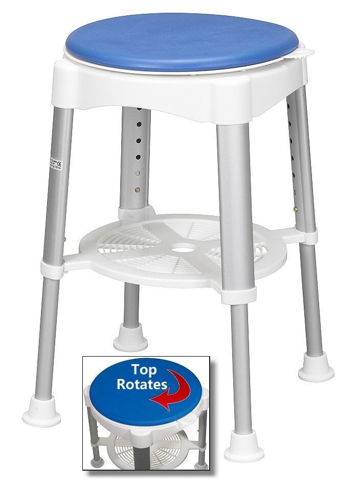 rotating bath chair with padded seat