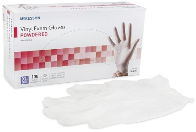 Vinyl Powdered Medical Gloves, XL Extra Large Size