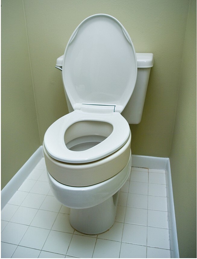 hinged elongated raised toilet seat