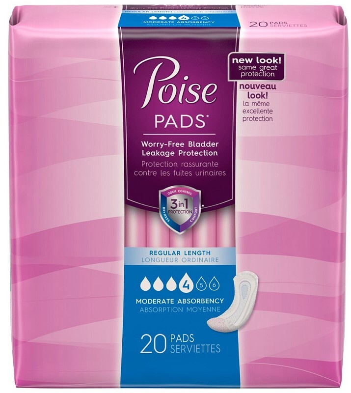 Poise 4 Pads, Moderate Absorbency