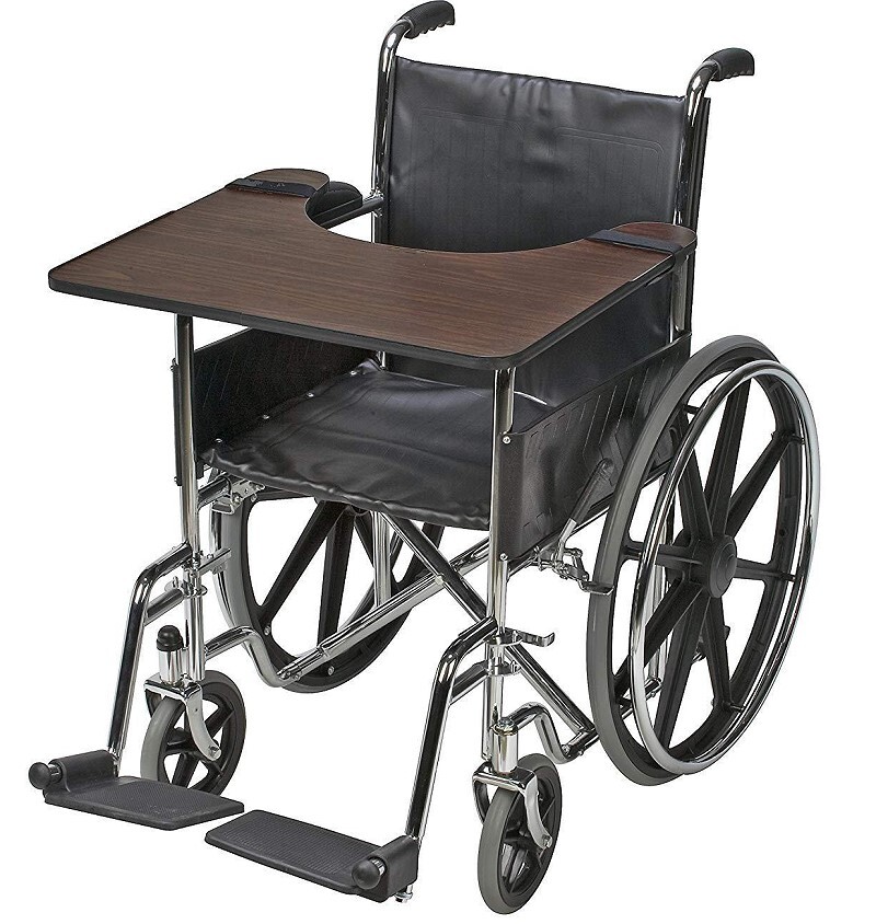 hardtop wood wheelchair tray table