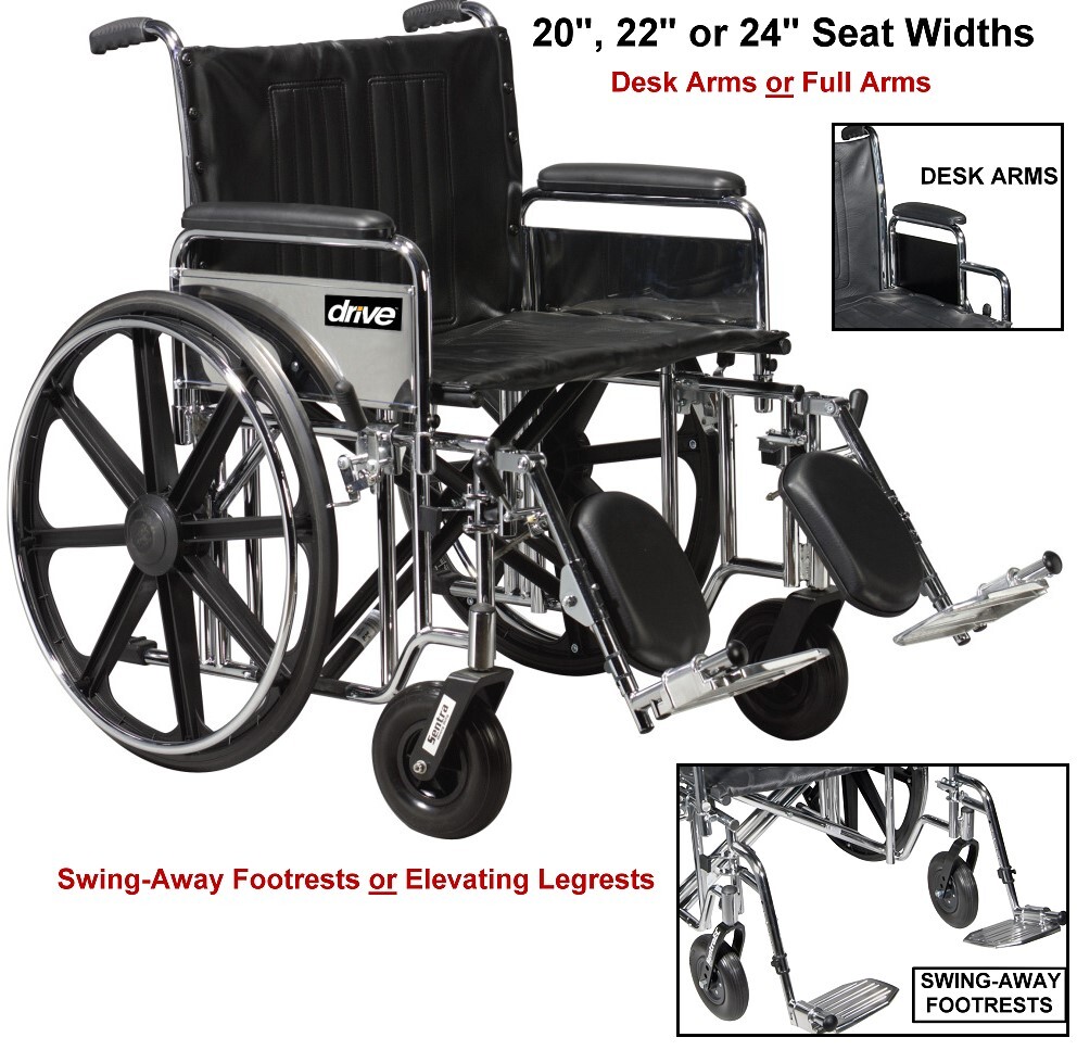 Sentra Bariatric Wheelchair for up to 500 lb capacity