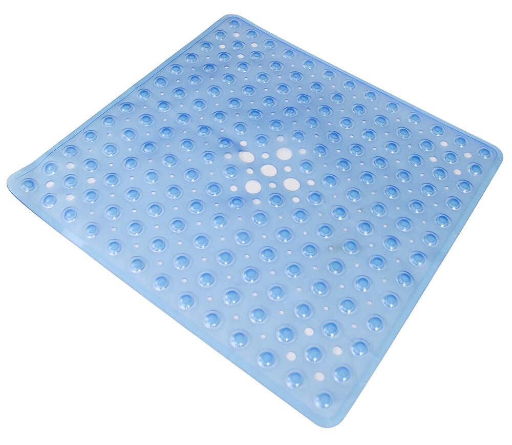blue walk in shower mat