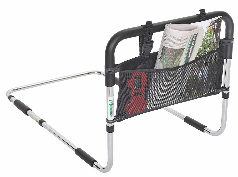 adjustable bed rail with pouch storage