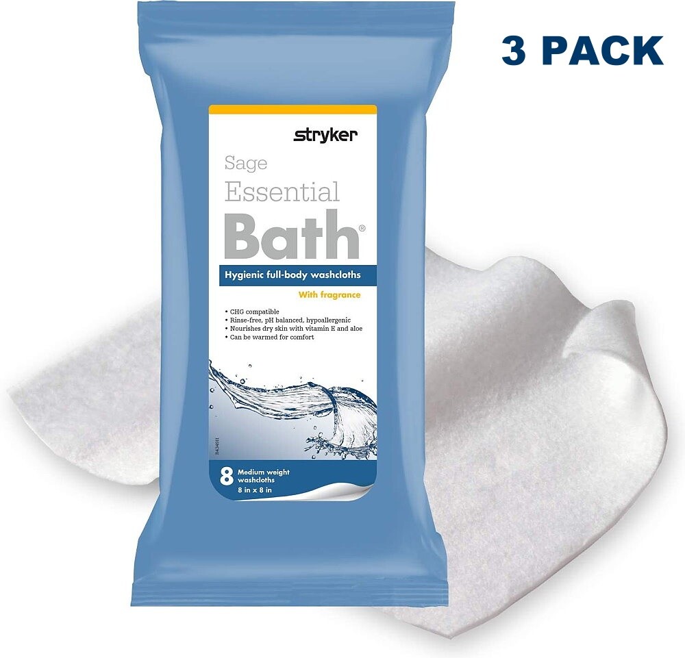 Essential Bath Wipes Rinse Free 3 pack
