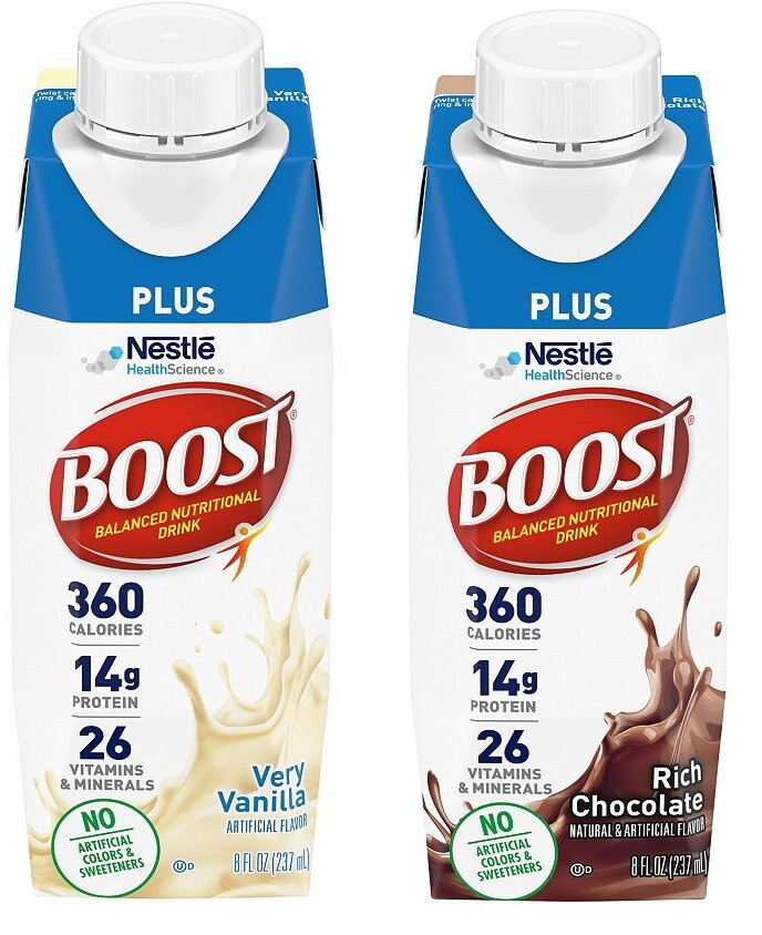 boost plus chocolate or vanilla nutrition drinks