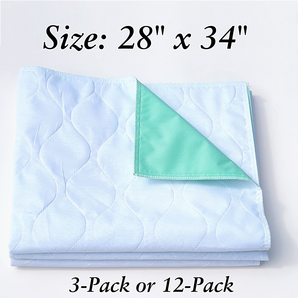 Incontinence Bed Pads with Green Waterproof Backing in 3 pack