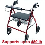 Lumex Imperial Bariatric Folding Rollator, Straight Backbar