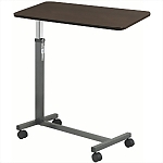 Deluxe Walnut Overbed Table with Silver Vein Finish, Non-Tilt