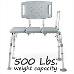 Bariatric Transfer Bench with Back, 500 lb capacity 