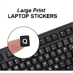 Large Print High Contrast Laptop Stickers, White Text on Black