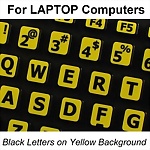 Large Print High Contrast Laptop Stickers, Yellow Background